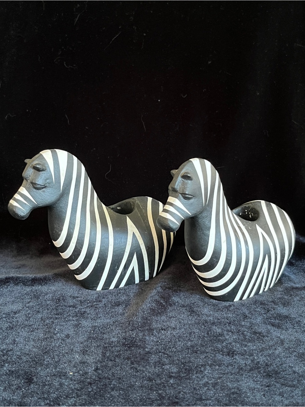 Pair of ZEBRA Candle Holders Retro Animal